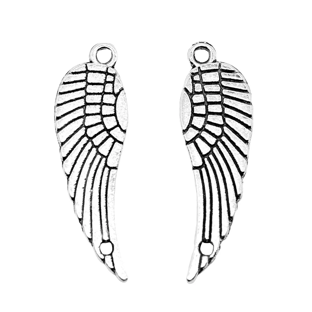 WYSIWYG 10 sztuk 30x9mm skrzydło wisiorki antyczne srebro kolor do wyrobu biżuterii skrzydło Charms skrzydło wisiorki Charms — zdjęcie 2