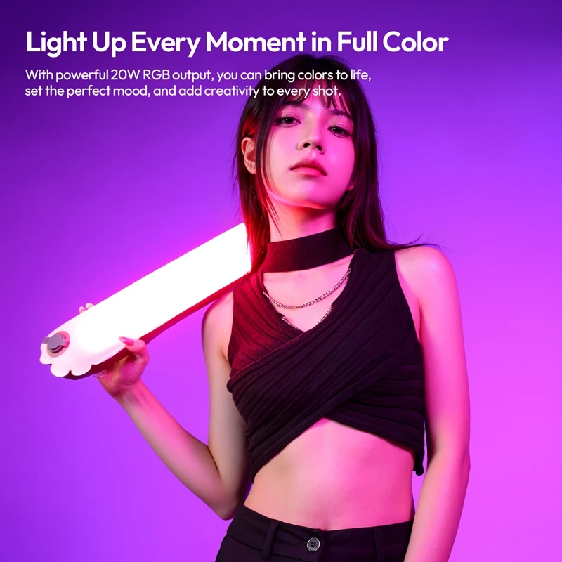 Ulanzi UA20C 20W RGB Magnetic Air Tube Light 1800K-10000K for Home Studio Livestreaming Full Color RGB Vlog Shots Photography