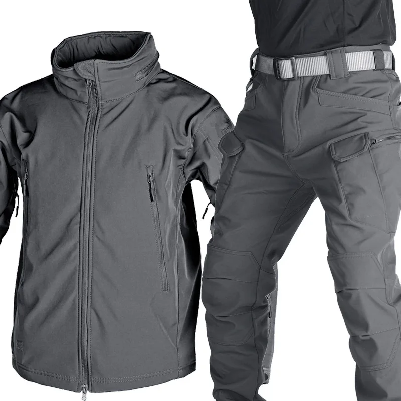 Optics-Ensemble veste 2 pièces imperméable et chaud pour homme, vêtements d'extérieur en peluche d'alpinisme à coque souple, collection automne et hiver