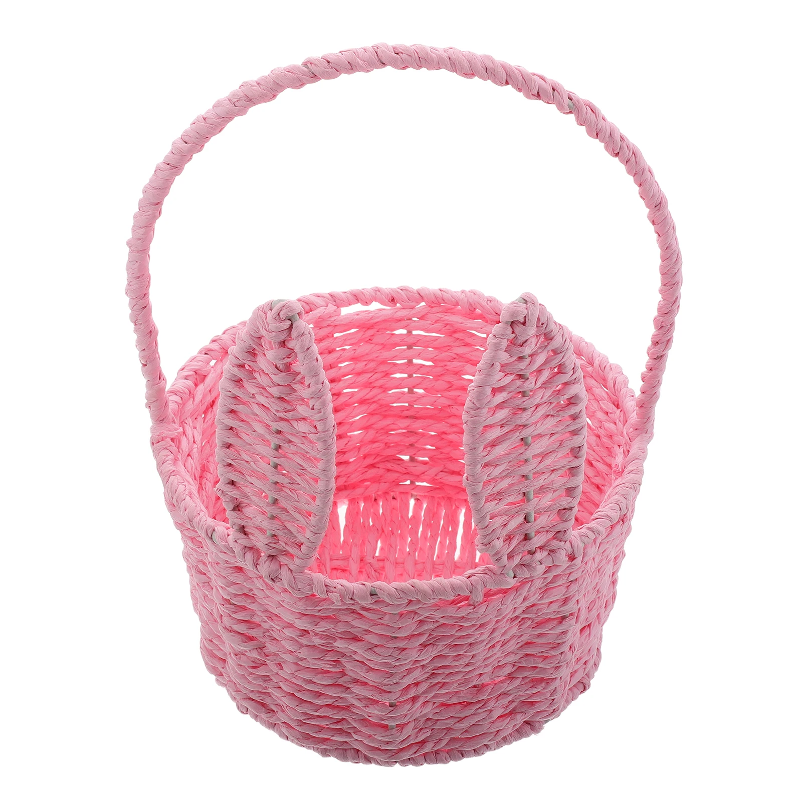 

Woven Flower Baskets Mini Rabbit Ears Bunny Paper Rope Child Picnic Basket Storage Safe Material Creative Design