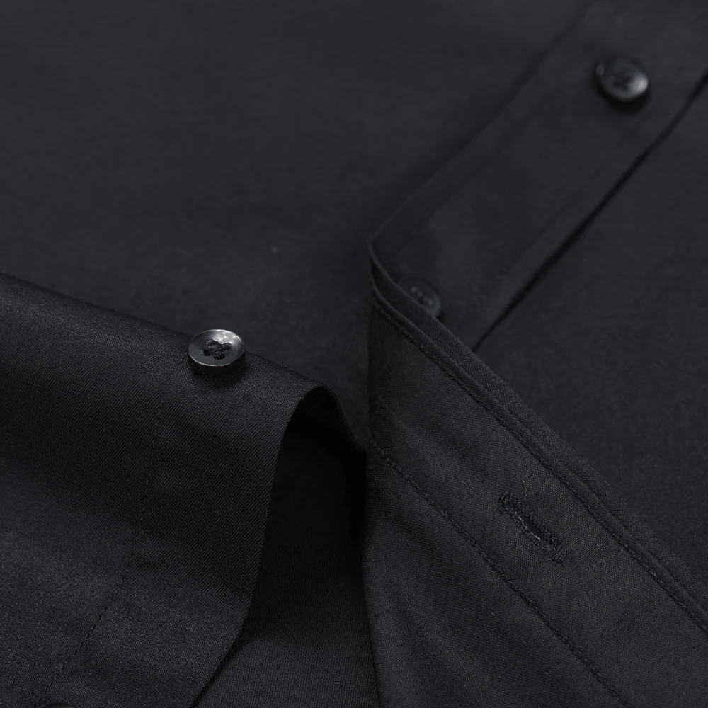 قمصان رجالية ذات ياقة مربوطة مع جيب وأكمام طويلة وياقة الماندرين وقميص متعدد الاستخدامات وقميص سادة للأنشطة التجارية