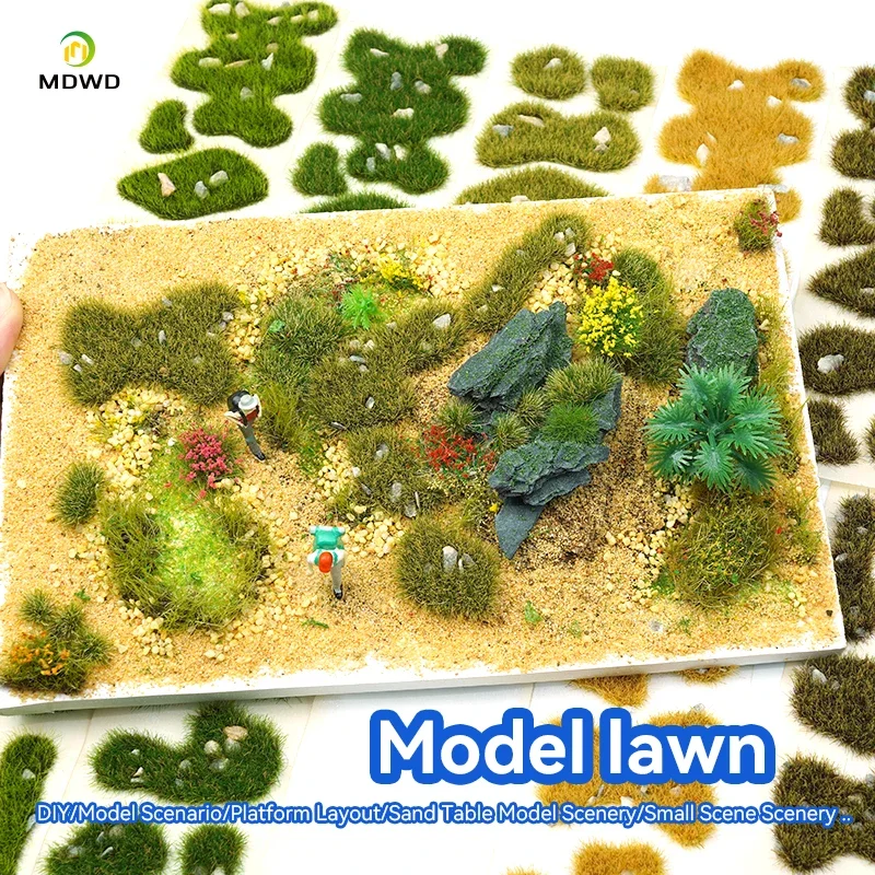 1 boîte de blocs de jardin d'herbe de modèle statique, blocs de pelouse miniatures faciles à utiliser, Kit de modèle de Terrain pour Diorama d'architecture de jardin