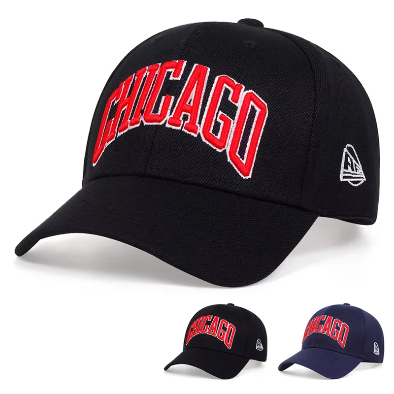 Unisex CHICAGO Letter Embroidery Baseball Caps Outdoor Adjustable Spring and Autumn Casual Sunscreen Hat