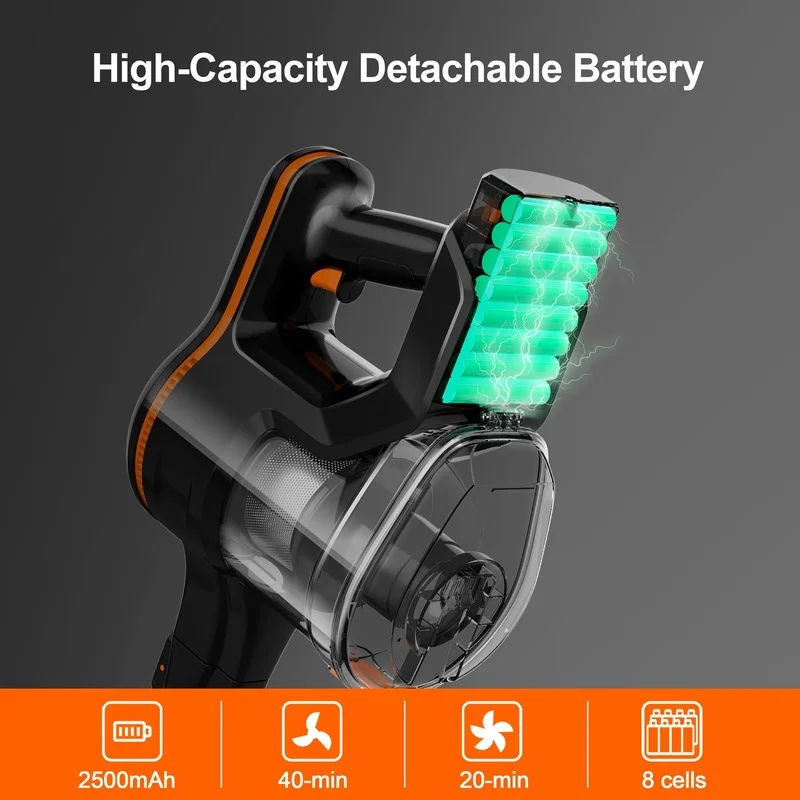 مكنسة كهربائية INSE 23Kpa بدون أسلاك موديل S600 عصا مكنسة كهربائية مع 45 دقيقة بحد أقصى وقت تشغيل طويل محمولة باليد للاستخدام المنزلي