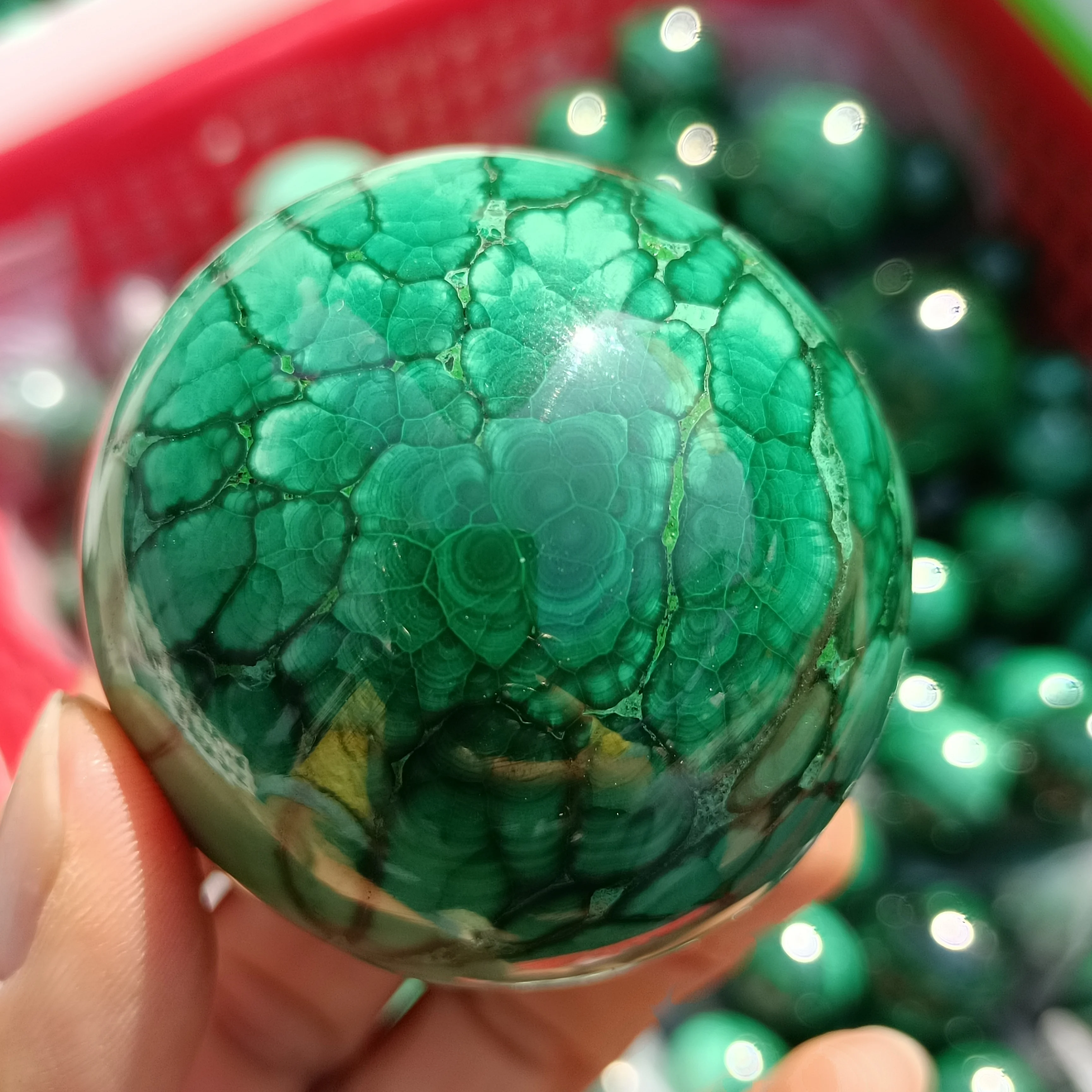 Natural Green Malachite Ball, Quartz Crystal Ore Ball, Mineral Reiki Healing, Wealth, Energy Crystal Ball