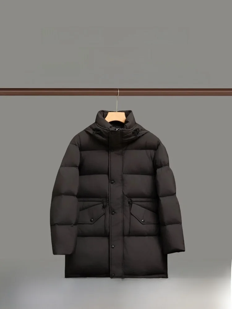 

Heavyweight Premium Du down Jaet High Fluffy Thiened Mid-Length 90 White Du down Men's Casual Sle Warm Coat
