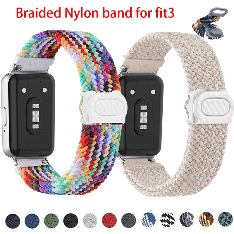 Braided Nylon Band For Samsung Galaxy Fit3 Strap Smart Watch Accessories Wristband Adjustable Bracelet Correa For Galaxy Fit3