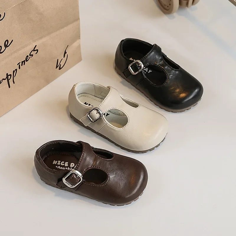 

Children Leather Shoes for Girls 2025 Spring Autumn New Fashion Korean Style Soft Sole Anti-slippery Versatile Chic Simple Shoes