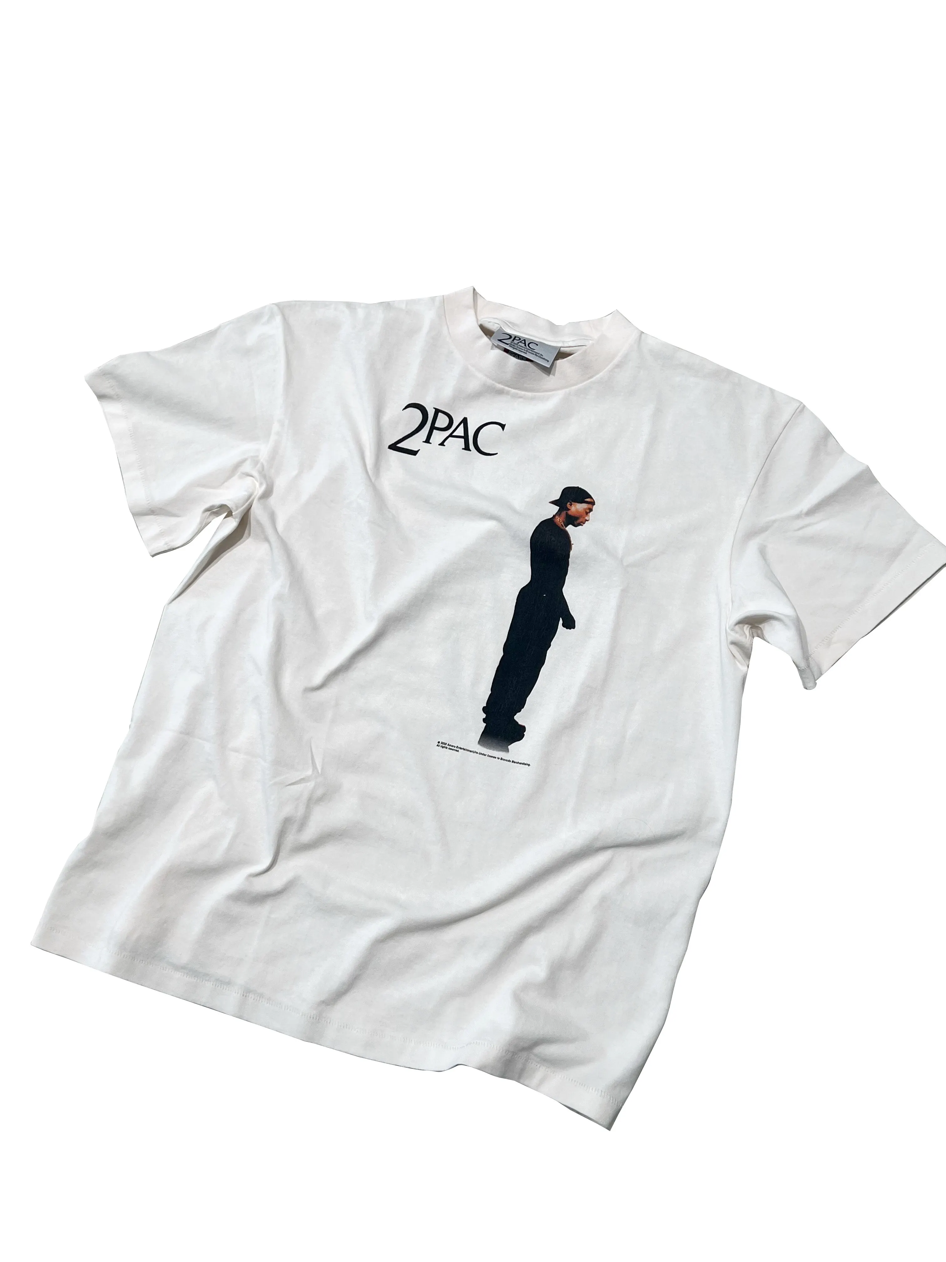 

Saint 2PAC Portrait print relief cross retro washed old cylinder short sleeve