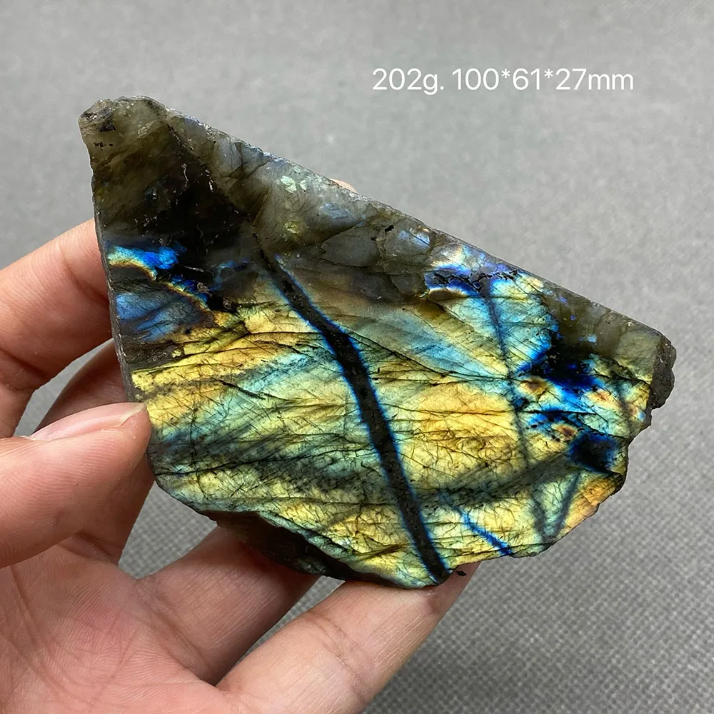 Gorgeous Natural Labradorite Slice Quartz Mineral Crystal Specimen Collectible Gift Ornaments （Take pictures in wet water）