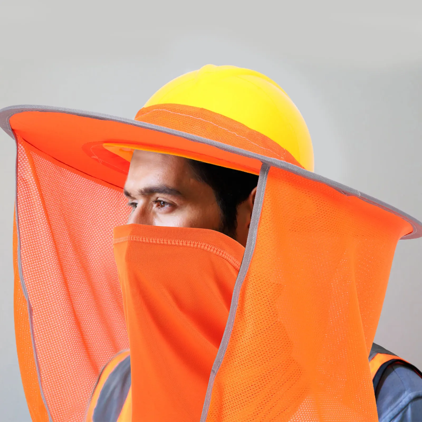 

Hard Hat Sun Shade Full Brim Uv Resistant Safety Neck Cover Breathable Mesh Adjustable For Construction Outdoor Workers