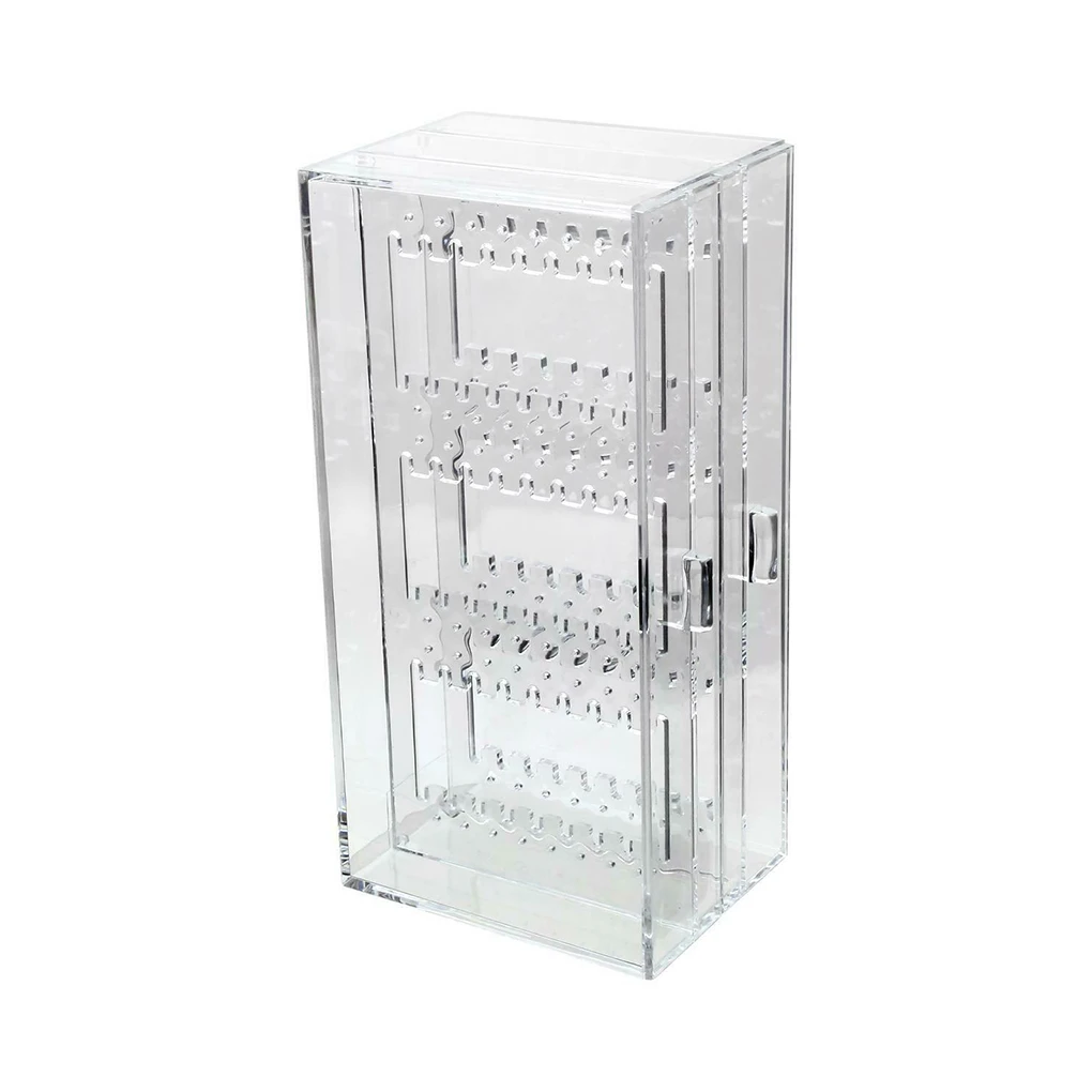 Limpar Brincos Gaveta Organizador, Colar de Plástico Stud Armazenamento, Display Stand, Caixa, 4-Fold Jóias Titular