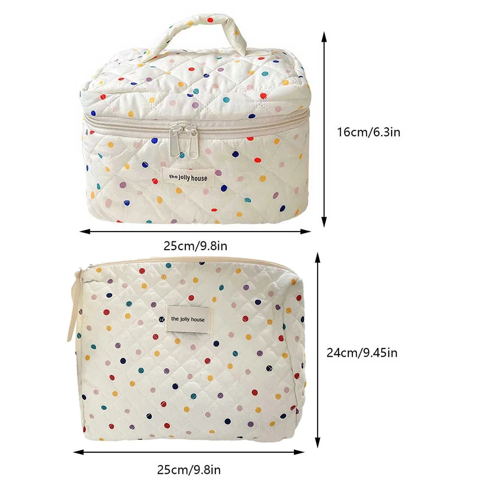 Colorful Polka Dots Travel Makeup Pouch Large Capacity Cosmetic Zipper Pouch Makeup Organizer Storage Bag for Women and Girls