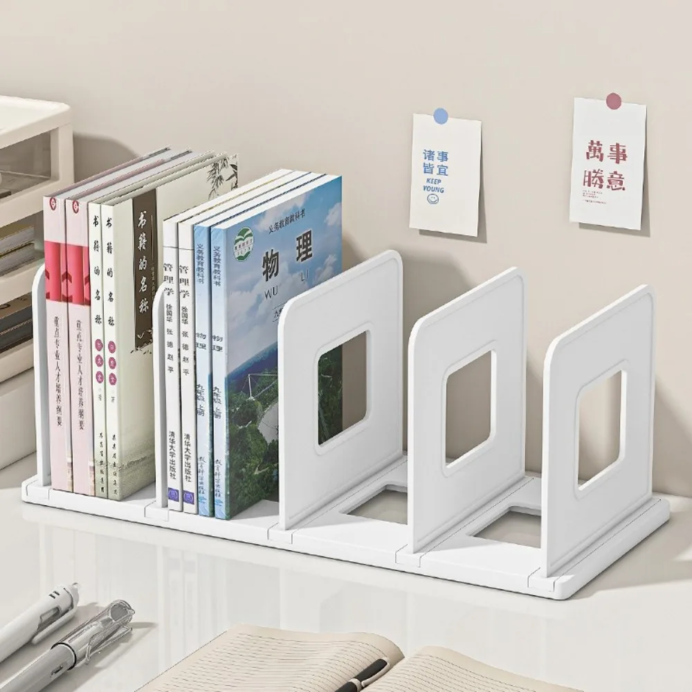 

Four Grid Desktop Book Stand Adjustable Space-Saving Bookshelf Divider Baffle Easy-To-Assemble Sturdy Book Storage Rack