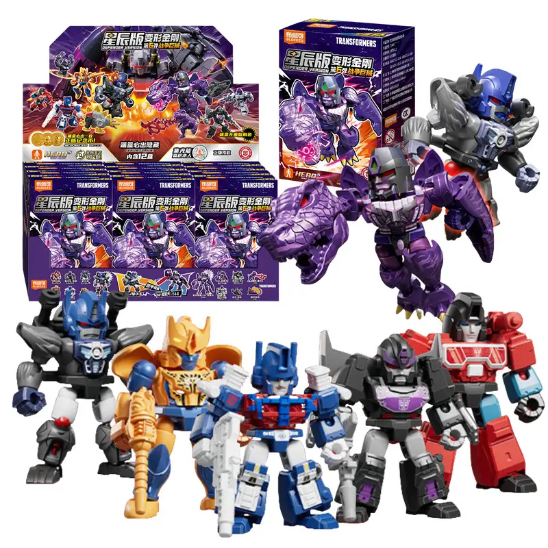 BLOKEES Defender Versão 6 Transformador Blocos de Construção Brinquedos 5.5cm Estilo Escondido Optimus Primal BW-Megatron Figura de Ação
