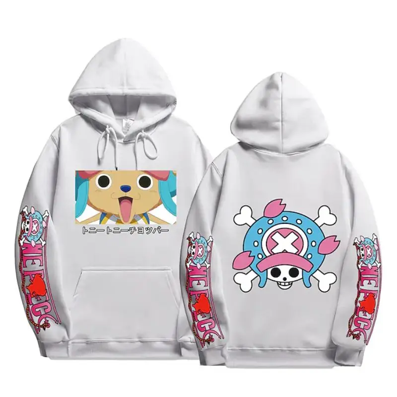 

Цельная черная толстовка с капюшоном для мужчин и женщин, зима 2029, хлопковая толстовка Tony Tony Chopper, передний портрет, японский текст, чоппер сзади