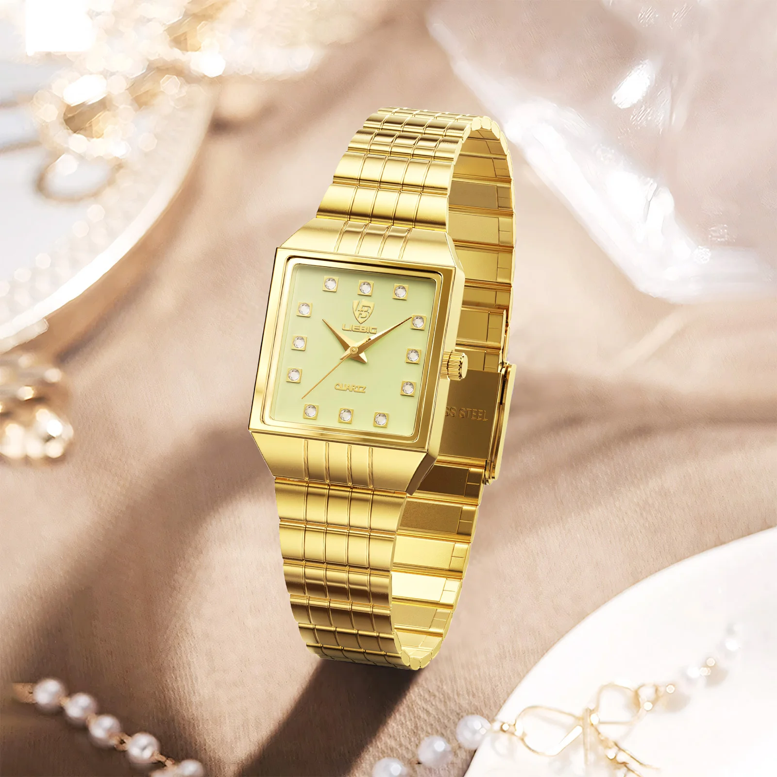 ساعة يد فاخرة للسيدات ساعات ذهبية من الفولاذ المقاوم للصدأ ساعة نسائية reloj mujer Relogio Feminino سوار نسائي