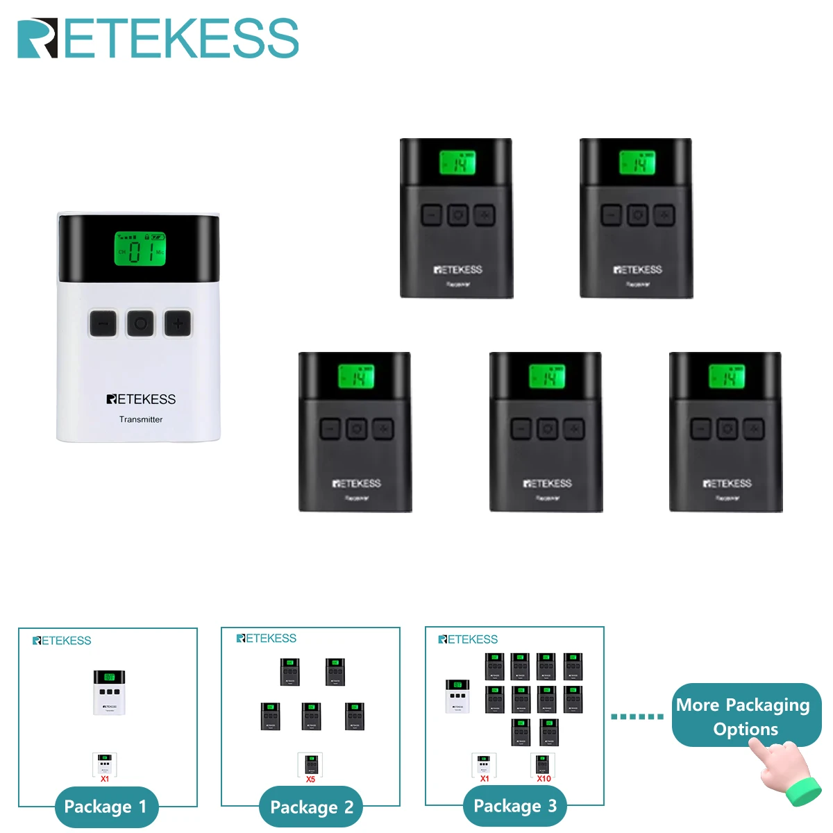 RETEKESS TT122 Audio Guide System Wireless Tour Guide System Transmitter Receiver For Church Traveling Museum Meeting Training