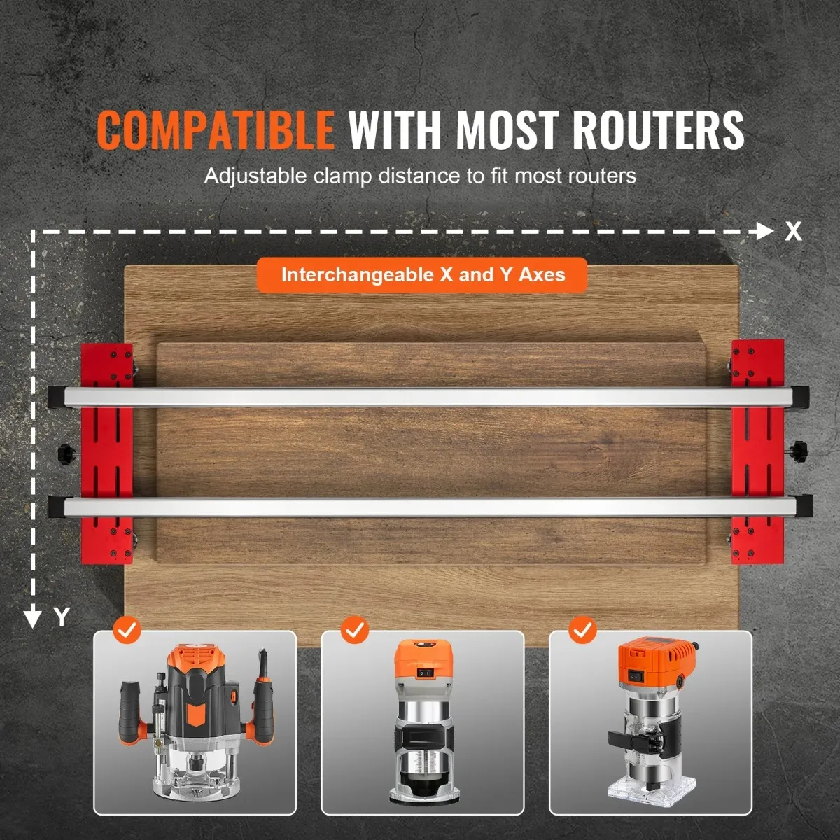 KFFKFF Router Sled, 64 inches, Movable and Modifiable Slab Smoothing Jig DIY Carpentry Router Sled for Leveling Timber