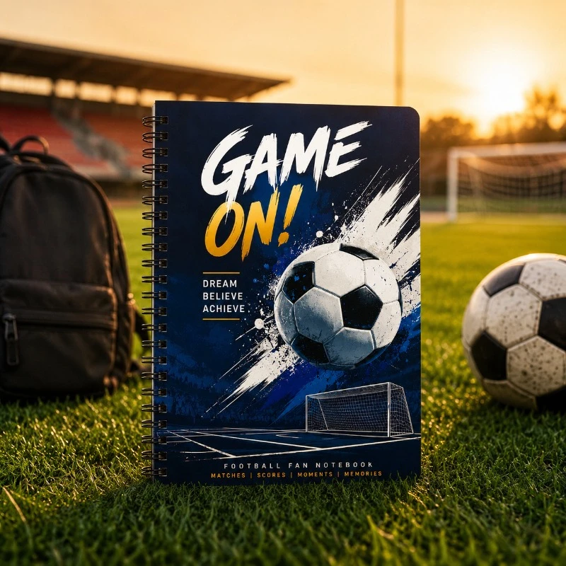 Football Match Journal A5 Spiral Notebook Soccer Fan Score Tracker Match Planner Writing Diary Sports Gift Notebook