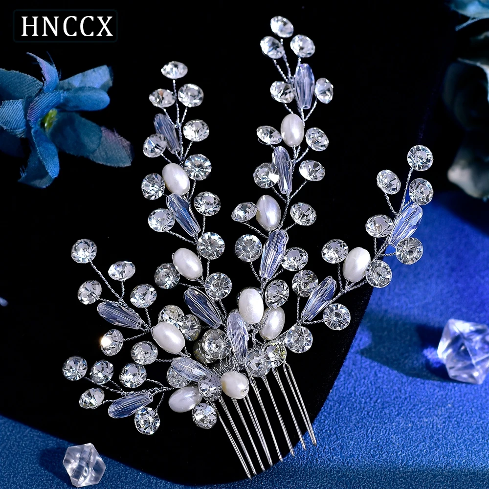 

HNCCX Trendy Silver Rhinestone Hair Comb for Women Wedding Headpiece Bride Side Comb Hair Accessories Crystal Tiara CP793 ﻿