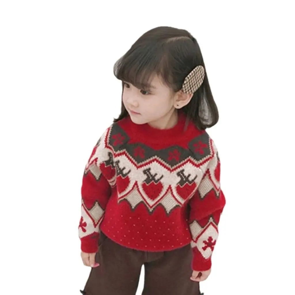 

Red Polka Dot Jacquard Knitwear Baby Thick Warm Velvet Strawberry Mink Winter Fashion Women's Long Sleeve Sweater