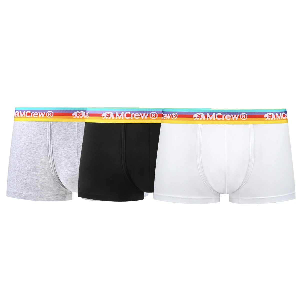 3 Pack/Lot California Bear Rainbow Waistband Boxers, Men's Cute Bear Gay Cotton Underpants Comfortable Cuecas M L XL 2XL 3XL 4XL