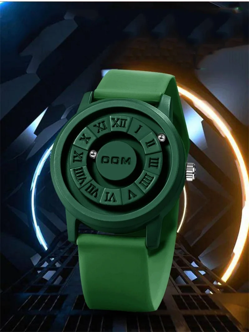 DOM 1345, женские и мужские роскошные кварцевые часы с магнитом, креативный подарок, прокрутка, железный шар, магнитная указка, силиконовый браслет для часов