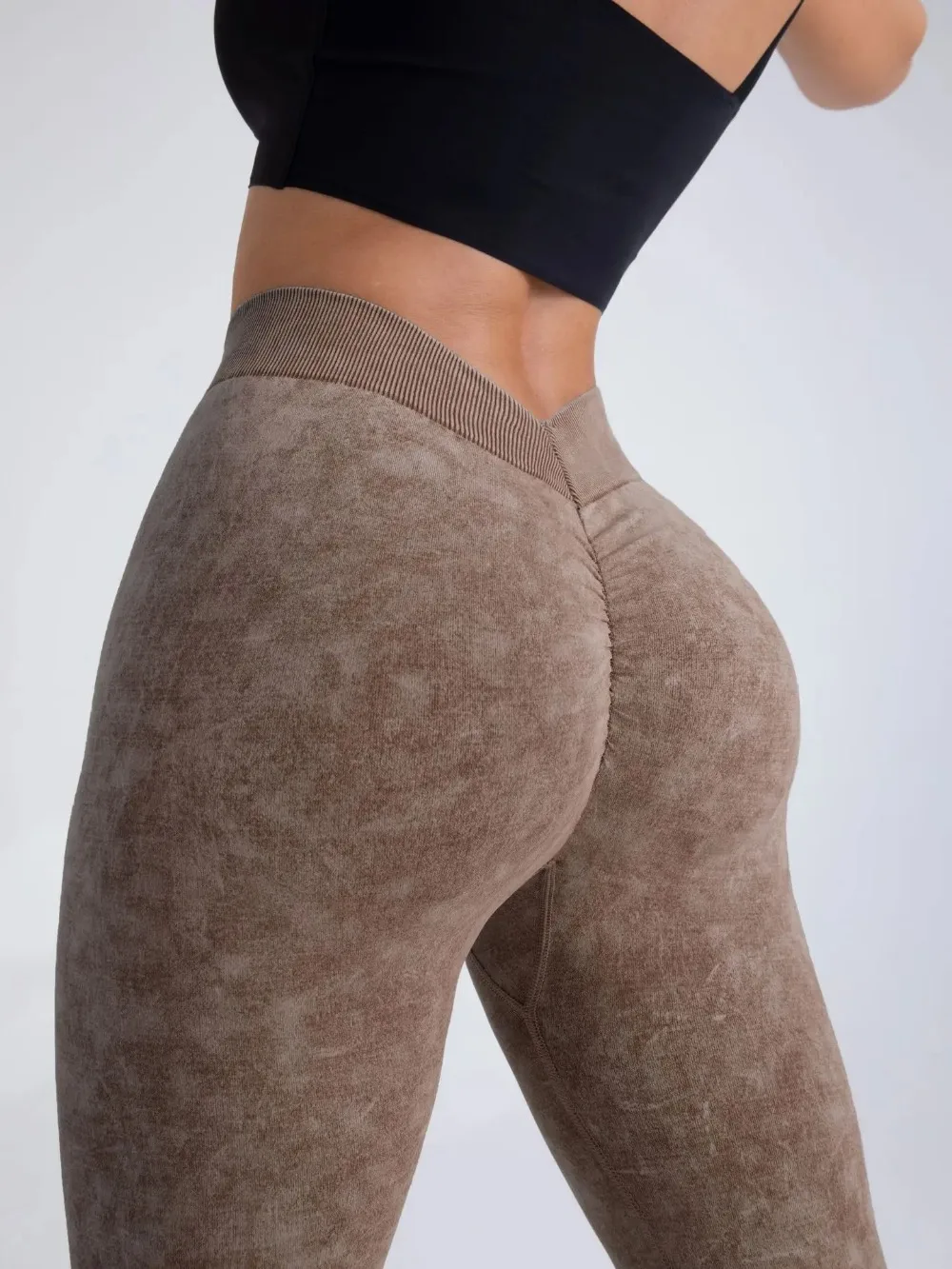 

Women's High Waist Sports Leggings Push Up Stretch Athletic Ladies Sexy Yoga Pants Seamless Sand Washed Denim Gym Leggings Femme