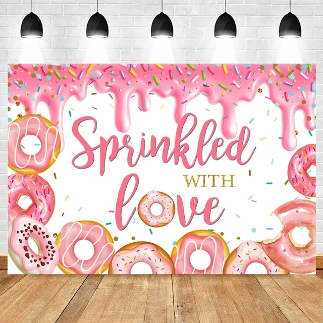 Cartoon Lollipop Sweet Donut Candy Photography Background Children Birthday Party Decoration Rainbow Candy Theme Background