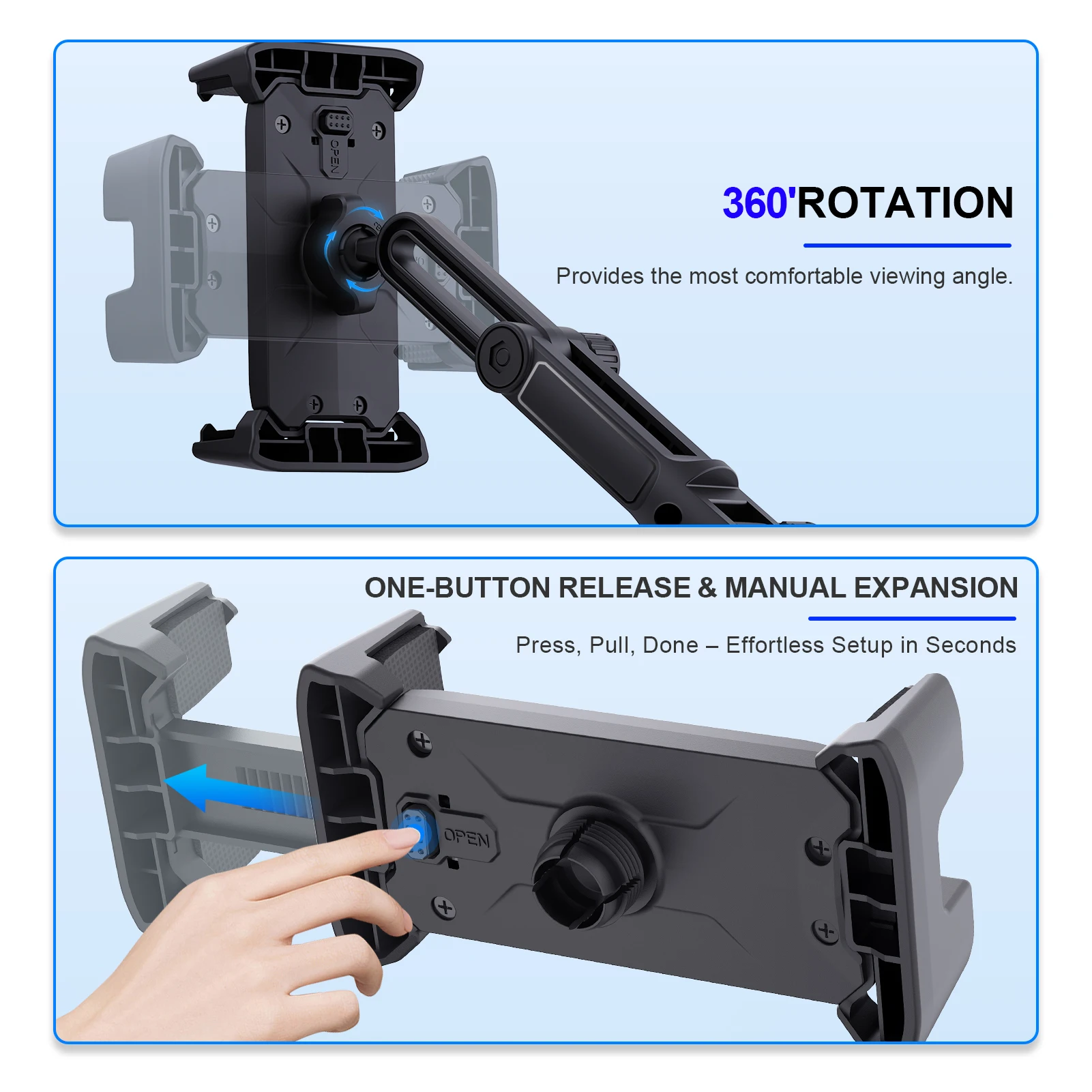 Großer Saugnapf-Autohalter für Tablets und Smartphones von 4-14 Zoll für Armaturenbrett, Windschutzscheibe, Schreibtisch und Wand, kompatibel mit iPad und Samsung – Detail 8