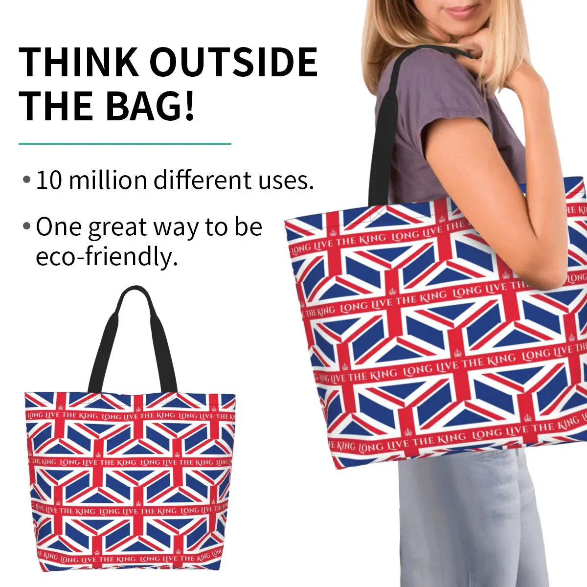 Union Jack Flag Of The UK United Kingdom British Shopping Tote Bag Canvas Shoulder Bags Shopper Grocery Handbag for Women