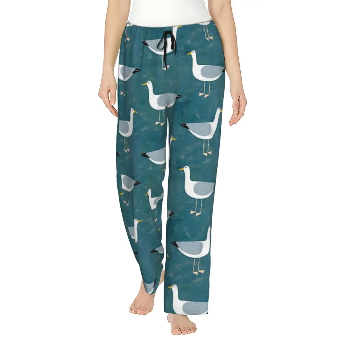 

Custom Seagull Standing Women Pajama Pants Lounge Sleep Sleepwear Bottoms with Pockets