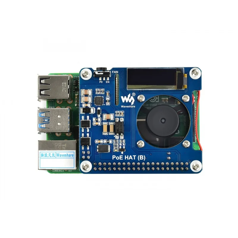 Imagem -05 - Waveshare-power Over Ethernet Hat b para Raspberry pi 3b 4b e 802.3af Rede Poe Monitor de Exibição Oled