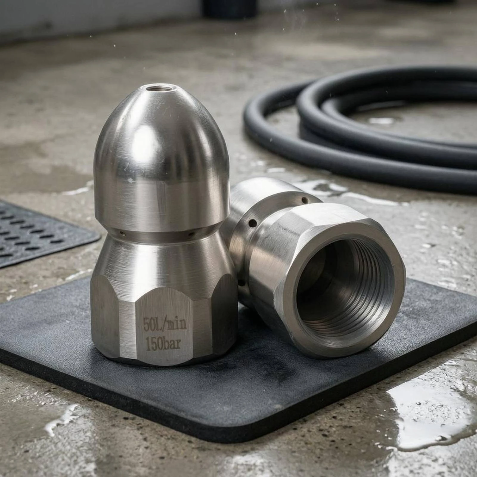 High-Pressure Drain Cleaning Nozzle Machined Finish Stainless Steel Drain Jet Nozzle Plumbing Tool Corrosion Resistant - view 3