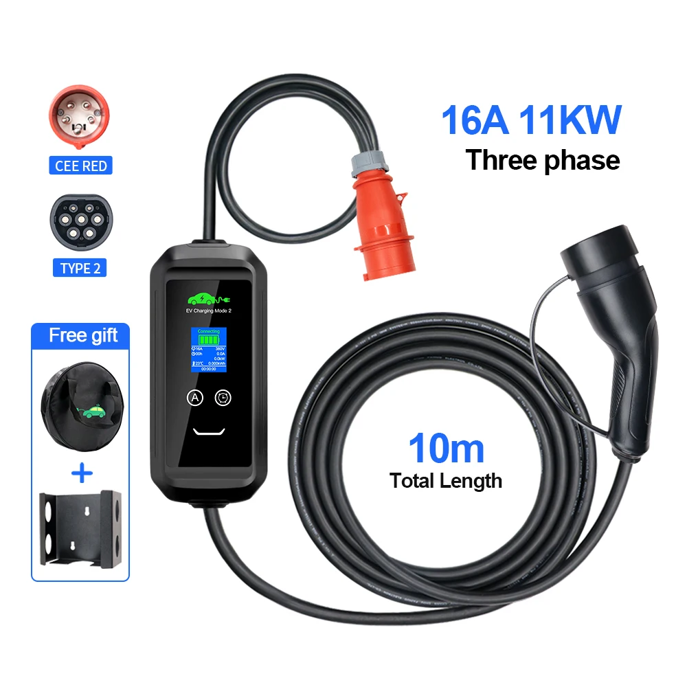 Kolanky 16a 11kw 32a 7kw Eletric Voertuig Ev Oplader Type 2 Iec62169 Tuya App Wifi Control Set Oplaadtijd Phev Auto 5/10M