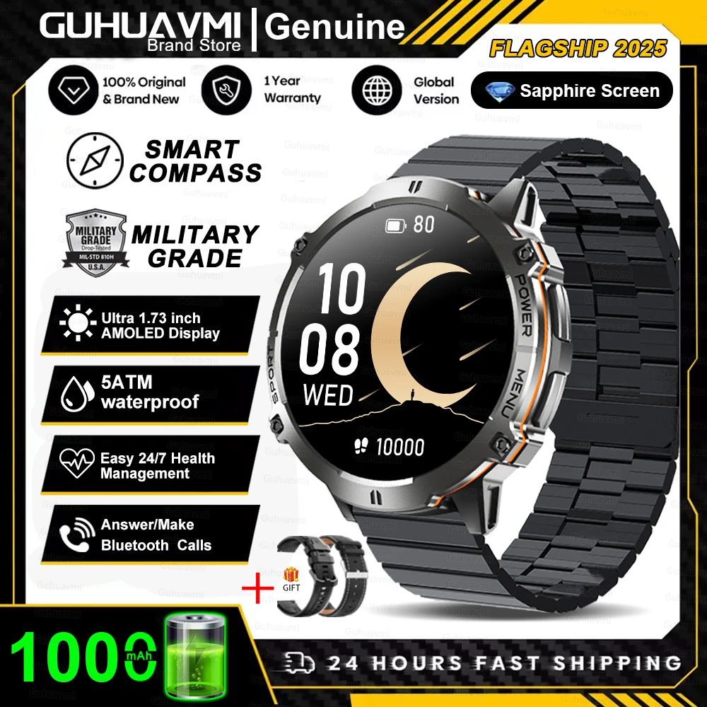 T-Rex 3 Militaire kwaliteit 1000 mAh batterij Smart Watch 10ATM Waterdicht GPS Kompas Hoogtemeter Oproep AMOLED Mannen Zwemmen Sport Smartwatch