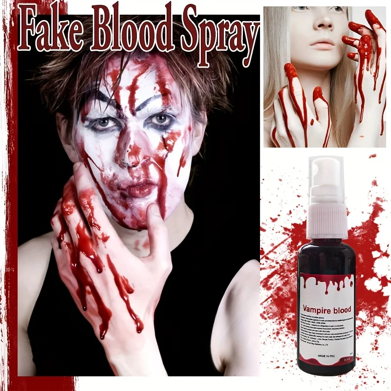 1pc/2pcs/3pcs Realistic Fake Blood Spray,Washable Liquid Formula with Easy Spray Nozzle for Vampire Zombie Makeup Battle Wounds