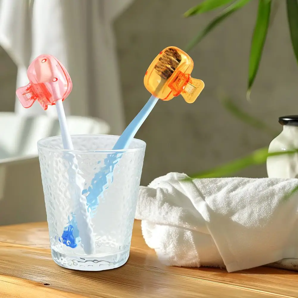 4Pcs Dust Proof Toothbrush Storage Clip Travel Toothbrush Head Covers Portable Plastic Toothbrush Box For Household Travel ﻿