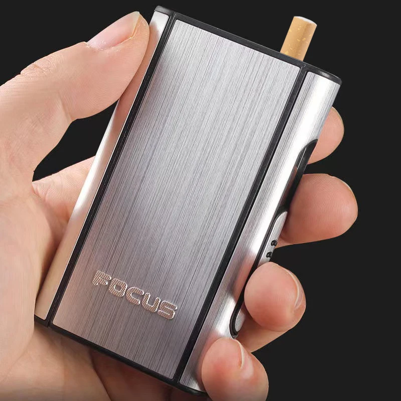 FOCUS Ejection Bracket Men's Small Tool Windproof Aluminum Alloy Cigarette Box Creative and Fashionable Automatic Cigarette Box