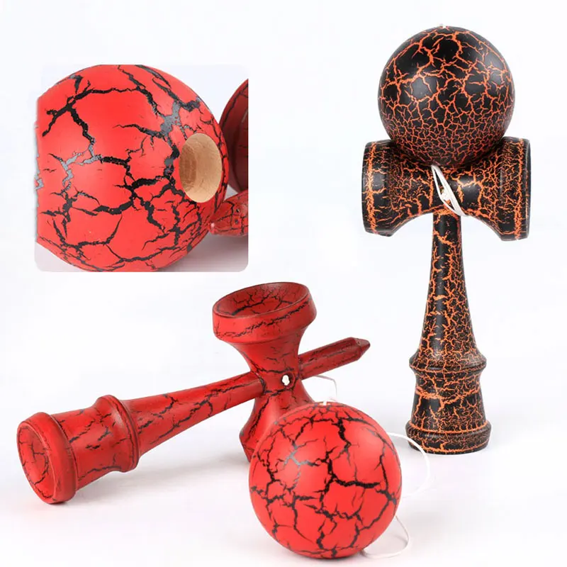 Crack Painted Kendama Toy Outdoor Fitness Balls Train Eye-hand Coordination for Children Adults Outdoor Fun Juggling Sports Ball