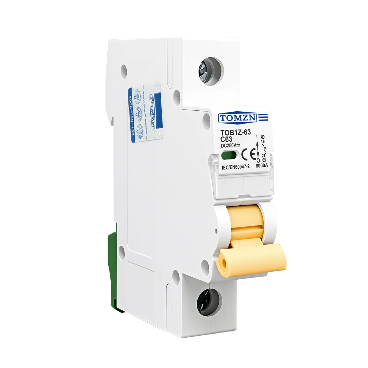 TOMZN TOB1Z 1P DC 250V 1-63A Circuit Breaker MCB C Curve Single Pole Direct-current Fuse For PV Photovoltaic System