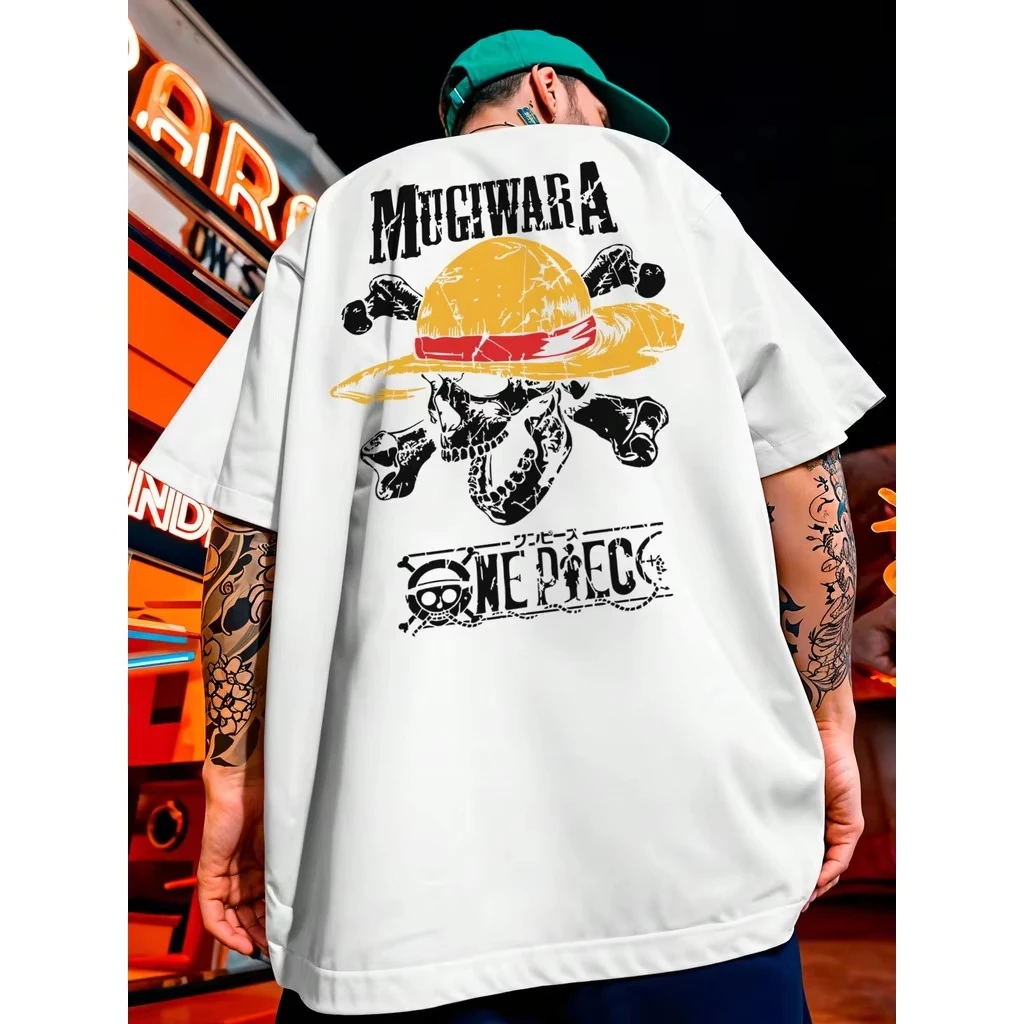 

Summer T-shirt Men's Luffy Anime ONE PIECE Harajuku Shi Cotton Fitness Oversized Vintage Street Women Casual Loose Short Sleeves