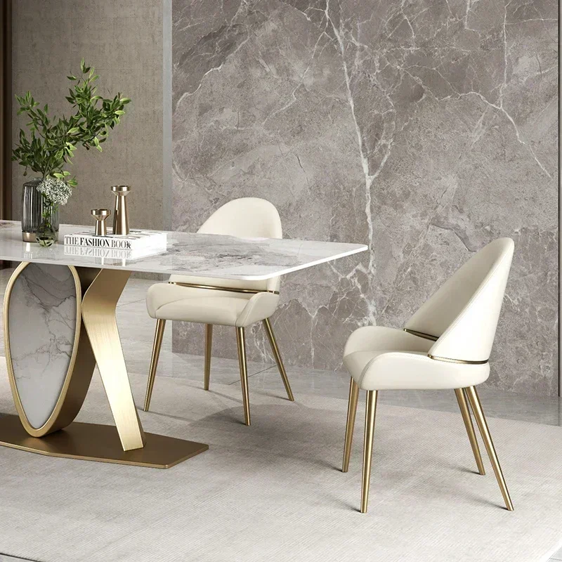 Salon White Nordic Dining Chair Velvet Modern Office Design Dining Chair Leather Gold Sillas Comedores Kitchen Furniture LK50CY