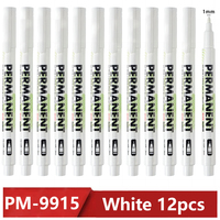 12Pcs Box，White Marker Pen, Graffiti Pens, Waterproof, Permanent Tire Painting, Notebook Tyre Tread, Oily Environmental Pen