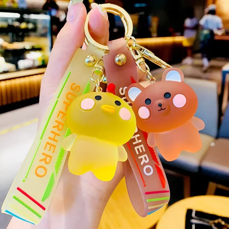 High Transparency Rabbit Keychain Ring Fluffy Real Fur Pompon Bunny Trinket Key Chain Charm Cute Key Ring On Bag Car Key Pendant