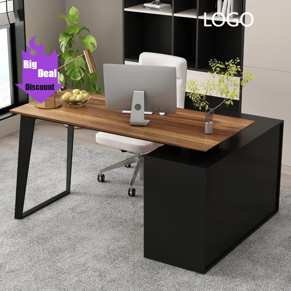 

Бестселлер: Изысканный угловой компьютерный стол для домашнего офиса с 3 ящиками, 2 полками и 2 дверцами, 55 дюймов, большой L-образный письменный стол для учебы.