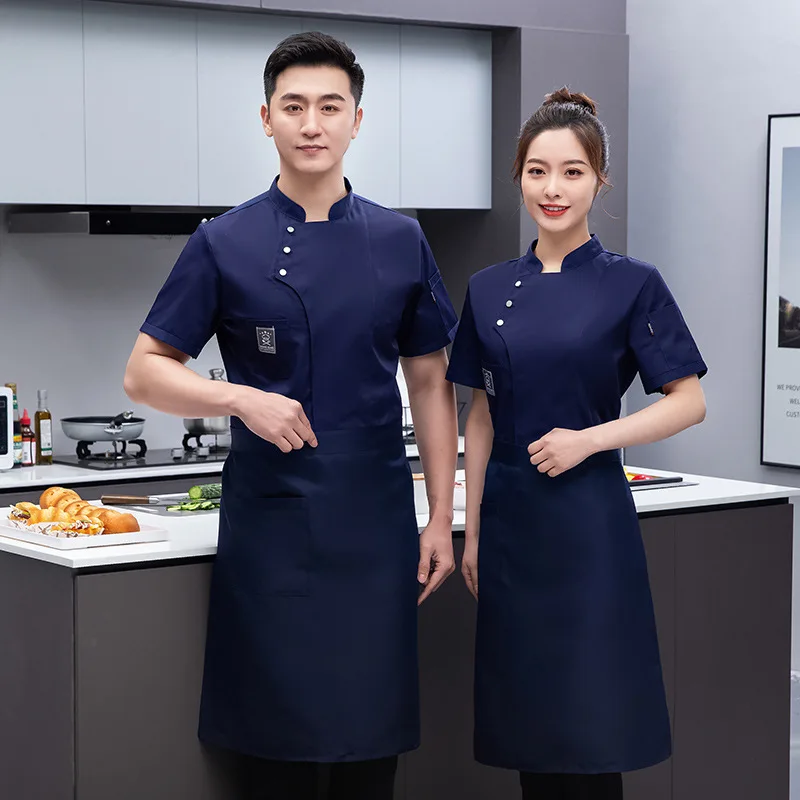 Chinese Style Chef Overalls Men's Short Sleeve Summer Breathable Chain Restaurant Hotel Kitchen Dining Baker Clothing