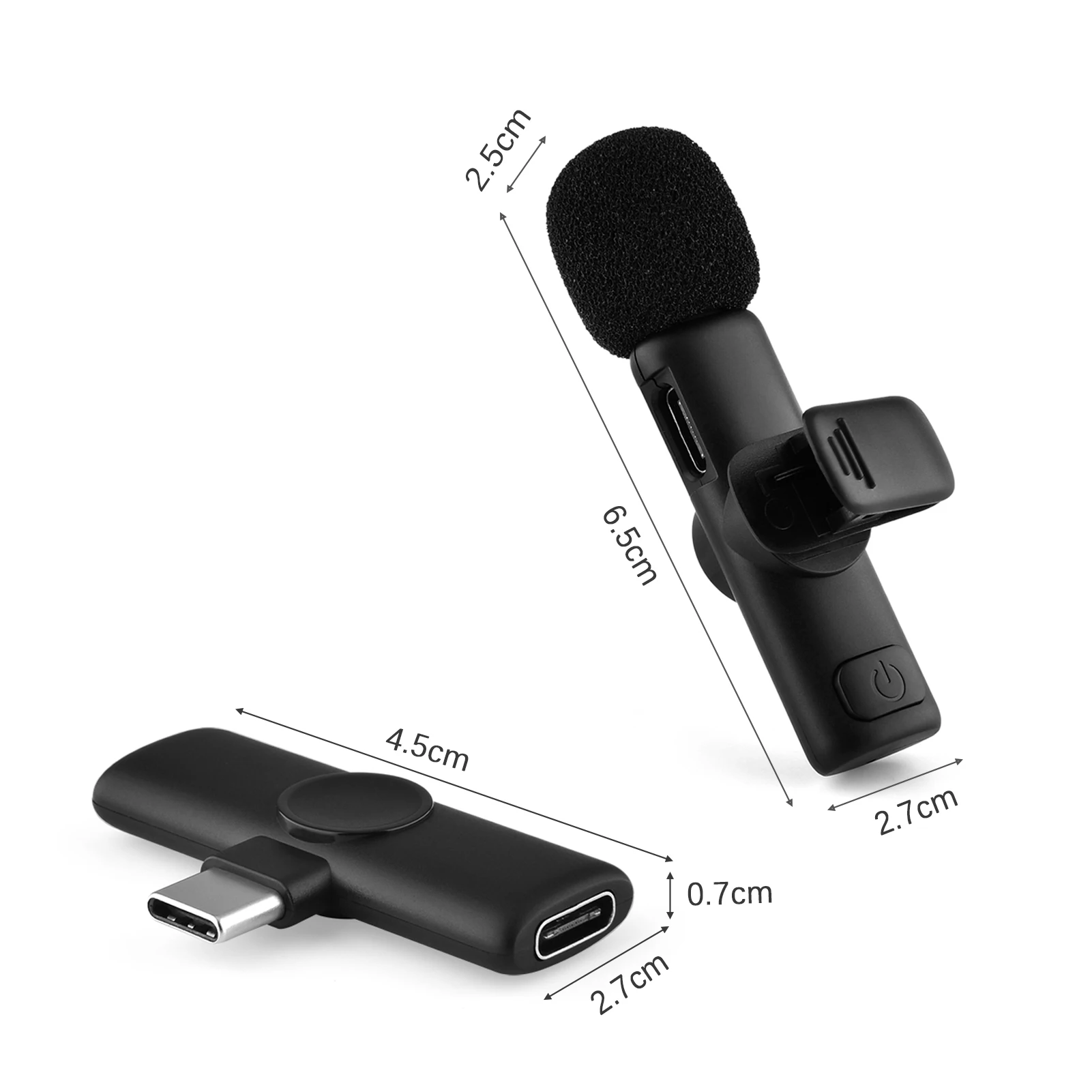 Andoer-Sistema de micrófono inalámbrico Mini 2,4G, micrófono con Clip, rango de transmisión de 20m, Plug and Play para transmisión en vivo de teléfono y tableta