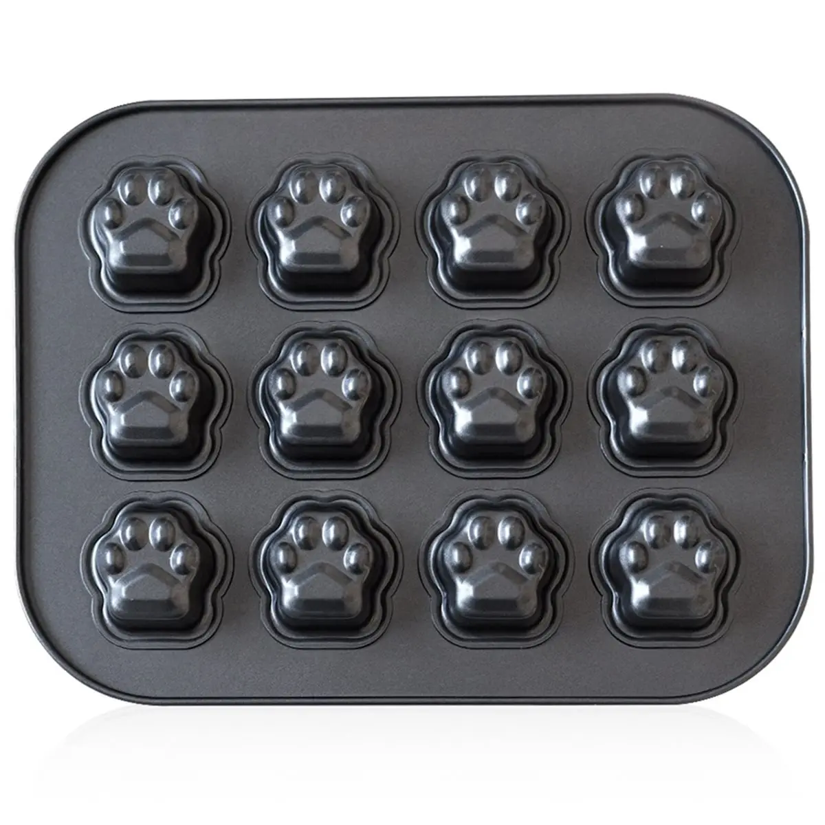 12-Cup Nonstick Dog Cat Paws Print Shaped Baking Pan for Treats and Desserts